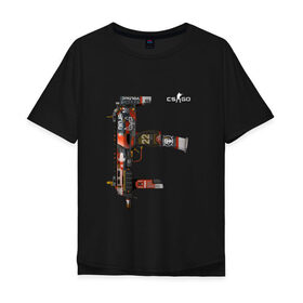 Мужская футболка хлопок Oversize с принтом CS GO лого на спине , 100% хлопок | свободный крой, круглый ворот, “спинка” длиннее передней части | 