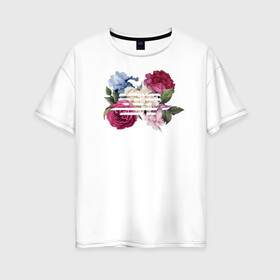 Женская футболка хлопок Oversize с принтом Flower road , 100% хлопок | свободный крой, круглый ворот, спущенный рукав, длина до линии бедер
 | big bang | g dragon