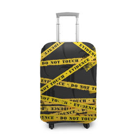 Чехол для чемодана 3D с принтом Улика - не трогать , 86% полиэфир, 14% спандекс | двустороннее нанесение принта, прорези для ручек и колес | art | black | dark | evidence | fashion | graffiti | paint | stripes | texture | underground | yellow | желтый | краска | лента | опечатано | преступление | улика | черный