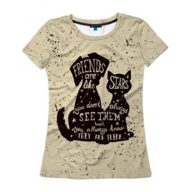 Женская футболка 3D с принтом Friends , 100% полиэфир ( синтетическое хлопкоподобное полотно) | прямой крой, круглый вырез горловины, длина до линии бедер | мода | мотивация | настроения | позитив | прикол | пятна | тренд | яркие