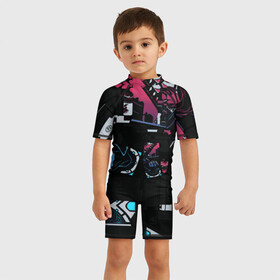 Детский купальный костюм 3D с принтом Неонуар | CS:GO , Полиэстер 85%, Спандекс 15% | застежка на молнии на спине | awp | counter strike | cyber sport | game | hyper beast | skin | sport | авп | игры | скин | скоростной зверь