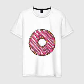 Мужская футболка хлопок с принтом Пончик , 100% хлопок | прямой крой, круглый вырез горловины, длина до линии бедер, слегка спущенное плечо. | donut | simpsons | барт | вкус | гомер | еда | кафе | кок | кухня | пища | повар | пончик | ресторан | симпсоны | сладкий