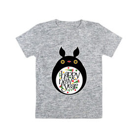 Детская футболка хлопок с принтом Totoro - Happy New Year , 100% хлопок | круглый вырез горловины, полуприлегающий силуэт, длина до линии бедер | 