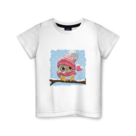 Детская футболка хлопок с принтом Сова , 100% хлопок | круглый вырез горловины, полуприлегающий силуэт, длина до линии бедер | 