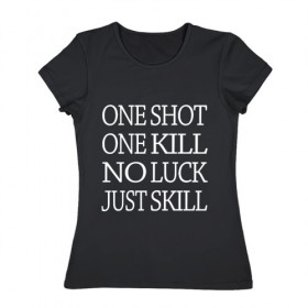 Женская футболка хлопок с принтом One Shot Battlefield , 100% хлопок | прямой крой, круглый вырез горловины, длина до линии бедер, слегка спущенное плечо | Тематика изображения на принте: 2019 | 5 | battlefield | game | logo | one kill | one shot | skill | v