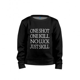 Детский свитшот хлопок с принтом One Shot Battlefield , 100% хлопок | круглый вырез горловины, эластичные манжеты, пояс и воротник | Тематика изображения на принте: 2019 | 5 | battlefield | game | logo | one kill | one shot | skill | v