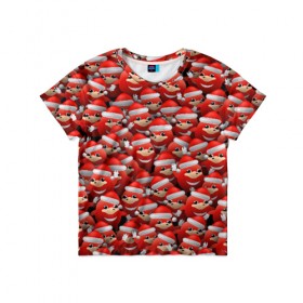 Детская футболка 3D с принтом Новогодние наклзы , 100% гипоаллергенный полиэфир | прямой крой, круглый вырез горловины, длина до линии бедер, чуть спущенное плечо, ткань немного тянется | da way | meme | ехидна | колпак | красный | мем | наклз | новогодний | новый год | соник | шапка