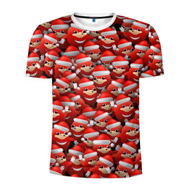 Мужская футболка 3D спортивная с принтом Новогодние наклзы , 100% полиэстер с улучшенными характеристиками | приталенный силуэт, круглая горловина, широкие плечи, сужается к линии бедра | da way | meme | ехидна | колпак | красный | мем | наклз | новогодний | новый год | соник | шапка