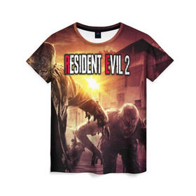 Женская футболка 3D с принтом Resident Evil 2 , 100% полиэфир ( синтетическое хлопкоподобное полотно) | прямой крой, круглый вырез горловины, длина до линии бедер | 2 | biohazard | evil | g | horror | resident | survival | вирус | зла | зомби | монстры | обитель