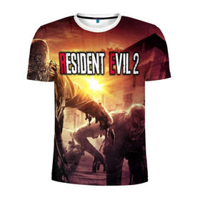 Мужская футболка 3D спортивная с принтом Resident Evil 2 , 100% полиэстер с улучшенными характеристиками | приталенный силуэт, круглая горловина, широкие плечи, сужается к линии бедра | 2 | biohazard | evil | g | horror | resident | survival | вирус | зла | зомби | монстры | обитель