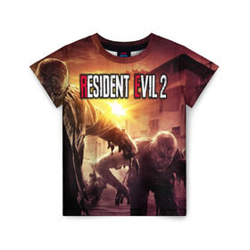 Детская футболка 3D с принтом Resident Evil 2 , 100% гипоаллергенный полиэфир | прямой крой, круглый вырез горловины, длина до линии бедер, чуть спущенное плечо, ткань немного тянется | 2 | biohazard | evil | g | horror | resident | survival | вирус | зла | зомби | монстры | обитель