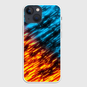 Чехол для iPhone 13 mini с принтом БИТВА СТИХИЙ ,  |  | blue | bright | fire | heat | ice | light | orange | wildfire | битва огней | битва стихий | искры | огненный | огонь | оранжевый | пламя | пожар