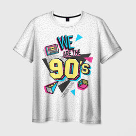 Мужская футболка 3D с принтом Девяностые , 100% полиэфир | прямой крой, круглый вырез горловины, длина до линии бедер | 1990 | 90е | pop | vhs | аудиокассета | ретро