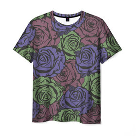Мужская футболка 3D с принтом Розы Лил Пипа , 100% полиэфир | прямой крой, круглый вырез горловины, длина до линии бедер | gus ahr | lil | lil peep | peep | runaway | лилпип | реп | розы | рэп | узор | хип хоп | эмо
