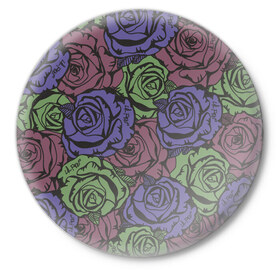 Значок с принтом Розы Лил Пипа ,  металл | круглая форма, металлическая застежка в виде булавки | gus ahr | lil | lil peep | peep | runaway | лилпип | реп | розы | рэп | узор | хип хоп | эмо