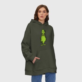 Худи SuperOversize хлопок с принтом Naughty Grinch , 70% хлопок, 30% полиэстер, мягкий начес внутри | карман-кенгуру, эластичная резинка на манжетах и по нижней кромке, двухслойный капюшон
 | grinch | гринч | новый год | рождество