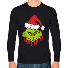 Мужской лонгслив хлопок с принтом Cristmas Grinch , 100% хлопок |  | grinch | гринч | новый год | рождество