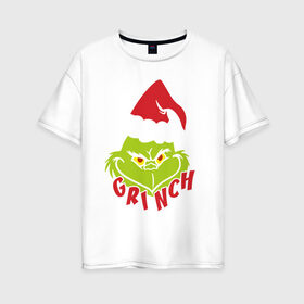 Женская футболка хлопок Oversize с принтом Cristmas Grinch , 100% хлопок | свободный крой, круглый ворот, спущенный рукав, длина до линии бедер
 | Тематика изображения на принте: grinch | гринч | новый год | рождество