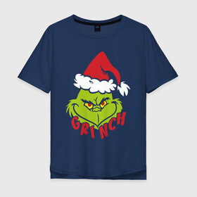 Мужская футболка хлопок Oversize с принтом Cristmas Grinch , 100% хлопок | свободный крой, круглый ворот, “спинка” длиннее передней части | Тематика изображения на принте: grinch | гринч | новый год | рождество