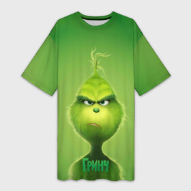 Платье-футболка 3D с принтом Гринч ,  |  | grinch | гринч | новый год | рождество