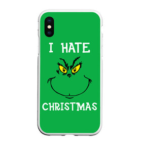 Чехол для iPhone XS Max матовый с принтом I hate christmas , Силикон | Область печати: задняя сторона чехла, без боковых панелей | grinch | гринч | новый год | рождество