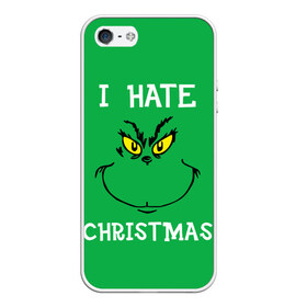 Чехол для iPhone 5/5S матовый с принтом I hate christmas , Силикон | Область печати: задняя сторона чехла, без боковых панелей | Тематика изображения на принте: grinch | гринч | новый год | рождество