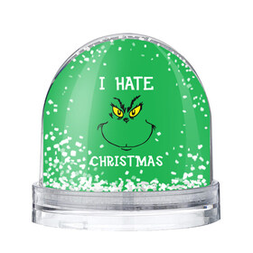 Снежный шар с принтом I hate christmas , Пластик | Изображение внутри шара печатается на глянцевой фотобумаге с двух сторон | grinch | гринч | новый год | рождество