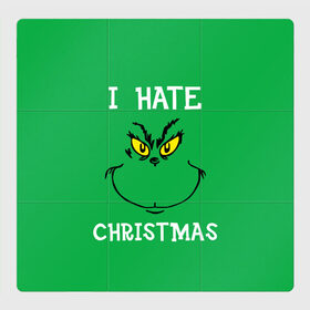 Магнитный плакат 3Х3 с принтом I hate christmas , Полимерный материал с магнитным слоем | 9 деталей размером 9*9 см | grinch | гринч | новый год | рождество