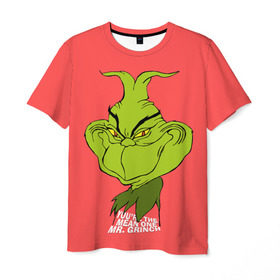 Мужская футболка 3D с принтом Mr. Grinch , 100% полиэфир | прямой крой, круглый вырез горловины, длина до линии бедер | Тематика изображения на принте: grinch | гринч | новый год | рождество
