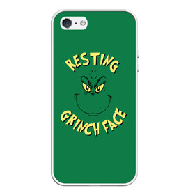 Чехол для iPhone 5/5S матовый с принтом Resting Grinch Face , Силикон | Область печати: задняя сторона чехла, без боковых панелей | grinch | гринч | новый год | рождество