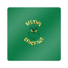 Магнит виниловый Квадрат с принтом Resting Grinch Face , полимерный материал с магнитным слоем | размер 9*9 см, закругленные углы | Тематика изображения на принте: grinch | гринч | новый год | рождество