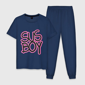 Мужская пижама хлопок с принтом Susboy , 100% хлопок | брюки и футболка прямого кроя, без карманов, на брюках мягкая резинка на поясе и по низу штанин
 | baby | cry | lil peep | lil peep cry baby | pink | susboy | камуфляж | лил | лилпип | пип | розовый | розовый камуфляж