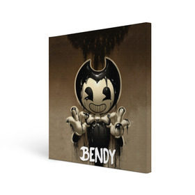 Холст квадратный с принтом Bendy , 100% ПВХ |  | bendy | bendy in the ink machine | cartoon | game | бенди | игра
