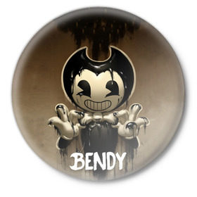 Значок с принтом Bendy ,  металл | круглая форма, металлическая застежка в виде булавки | bendy | bendy in the ink machine | cartoon | game | бенди | игра