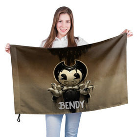 Флаг 3D с принтом Bendy , 100% полиэстер | плотность ткани — 95 г/м2, размер — 67 х 109 см. Принт наносится с одной стороны | bendy | bendy in the ink machine | cartoon | game | бенди | игра