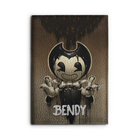 Обложка для автодокументов с принтом Bendy , натуральная кожа |  размер 19,9*13 см; внутри 4 больших “конверта” для документов и один маленький отдел — туда идеально встанут права | bendy | bendy in the ink machine | cartoon | game | бенди | игра