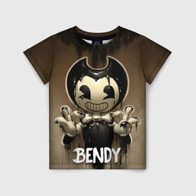 Детская футболка 3D с принтом Bendy , 100% гипоаллергенный полиэфир | прямой крой, круглый вырез горловины, длина до линии бедер, чуть спущенное плечо, ткань немного тянется | bendy | bendy in the ink machine | cartoon | game | бенди | игра