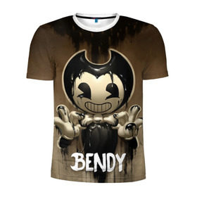 Мужская футболка 3D спортивная с принтом Bendy , 100% полиэстер с улучшенными характеристиками | приталенный силуэт, круглая горловина, широкие плечи, сужается к линии бедра | bendy | bendy in the ink machine | cartoon | game | бенди | игра