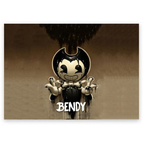 Поздравительная открытка с принтом Bendy , 100% бумага | плотность бумаги 280 г/м2, матовая, на обратной стороне линовка и место для марки
 | bendy | bendy in the ink machine | cartoon | game | бенди | игра