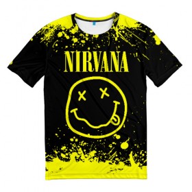 Мужская футболка 3D с принтом Nirvana , 100% полиэфир | прямой крой, круглый вырез горловины, длина до линии бедер | grunge | kurt cobain | nirvana | группы | курт кобейн | музыка | нирвана | рок | смайл | смайлик
