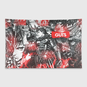 Флаг-баннер с принтом Guts , 100% полиэстер | размер 67 х 109 см, плотность ткани — 95 г/м2; по краям флага есть четыре люверса для крепления | anime | berserk | guts | аниме | берсерк | гатс