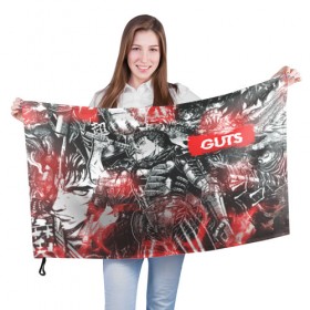 Флаг 3D с принтом Guts , 100% полиэстер | плотность ткани — 95 г/м2, размер — 67 х 109 см. Принт наносится с одной стороны | anime | berserk | guts | аниме | берсерк | гатс