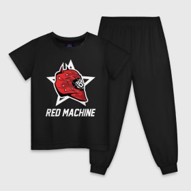 Детская пижама хлопок с принтом Red machine - Красная машина , 100% хлопок |  брюки и футболка прямого кроя, без карманов, на брюках мягкая резинка на поясе и по низу штанин
 | Тематика изображения на принте: hockey | machine | red | russia | team | красная | машина | россия | сборная | хоккей