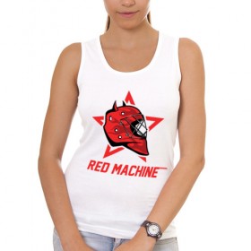 Женская майка хлопок с принтом Red Machine - Красная Машина , 95% хлопок, 5% эластан |  | hockey | machine | red | russia | team | красная | машина | россия | сборная | хоккей