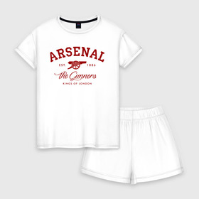 Женская пижама с шортиками хлопок с принтом Арсенал , 100% хлопок | футболка прямого кроя, шорты свободные с широкой мягкой резинкой | arsenal | gooner | gunners | арсенал | канониры | клубная | лондон | фанатская | футбол | футбольная | футбольный клуб | футбольный клуб arsenal