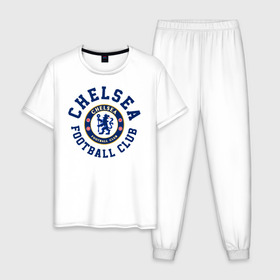 Мужская пижама хлопок с принтом Челси , 100% хлопок | брюки и футболка прямого кроя, без карманов, на брюках мягкая резинка на поясе и по низу штанин
 | blue is | chelsea | chelsea fc | ktbffh | the blues | апл | аристократы | клубная | лондон | пенсионеры | синие | фанатская | футбол | футбольная | футбольный клуб | футбольный клуб челси | челси