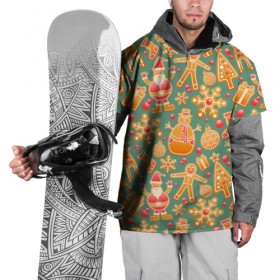 Накидка на куртку 3D с принтом Новогодний имбирный пряник , 100% полиэстер |  | Тематика изображения на принте: 