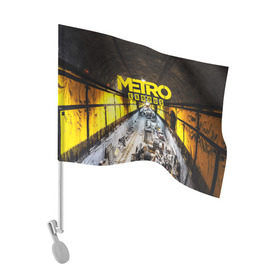 Флаг для автомобиля с принтом METRO EXODUS EXCLUSIVE , 100% полиэстер | Размер: 30*21 см | ak47 | metro 2033 | metro exodus | апокалипсис | артем | глуховский | дорога | маски | ночь | оружие | поезд | противогаз | сталкеры