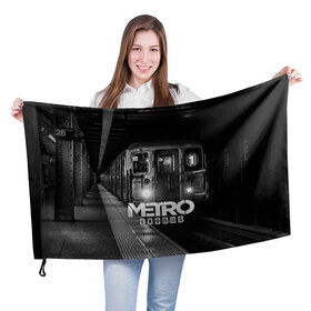 Флаг 3D с принтом METRO , 100% полиэстер | плотность ткани — 95 г/м2, размер — 67 х 109 см. Принт наносится с одной стороны | ak47 | metro 2033 | metro exodus | апокалипсис | артем | глуховский | дорога | маски | ночь | оружие | поезд | противогаз | сталкеры
