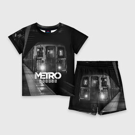 Детский костюм с шортами 3D с принтом METRO ,  |  | Тематика изображения на принте: ak47 | metro 2033 | metro exodus | апокалипсис | артем | глуховский | дорога | маски | ночь | оружие | поезд | противогаз | сталкеры